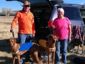 Annie takes BOB for a 5 point major! Annie in blue and Pepper (1st place in Specials) is in yellow. Annie and an Ibizan Hound tied for BIF and Annie lost in the runoff but she had a great day. This was a February 2014 trial.